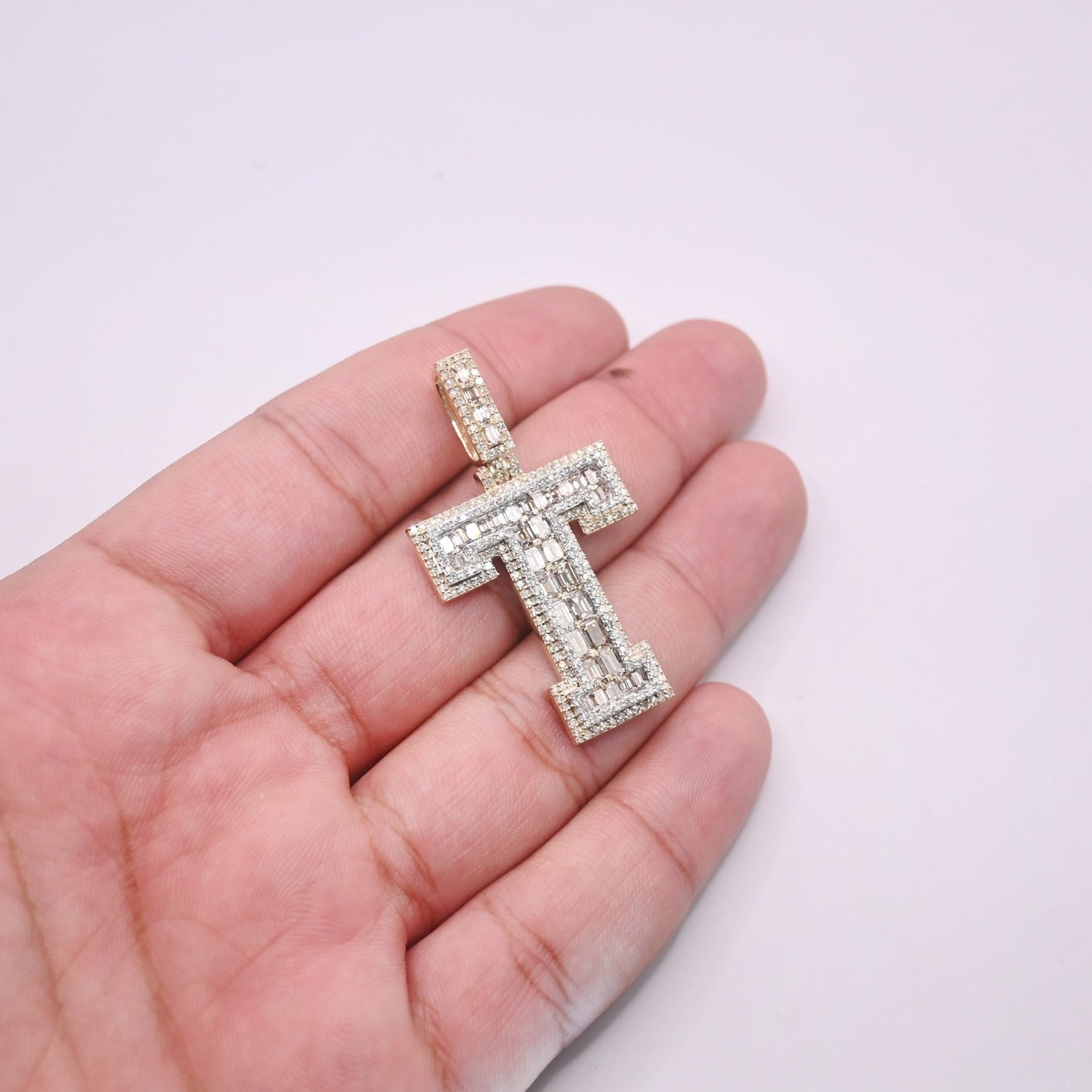 10K Gold Diamond Letter T Pendant