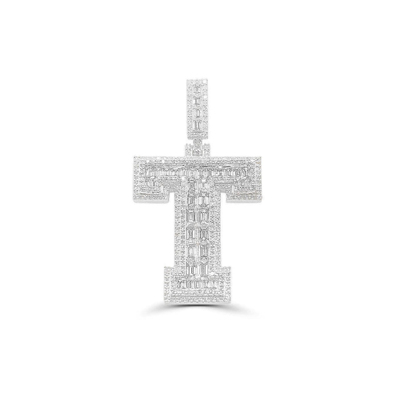 10K Gold Diamond Letter T Pendant