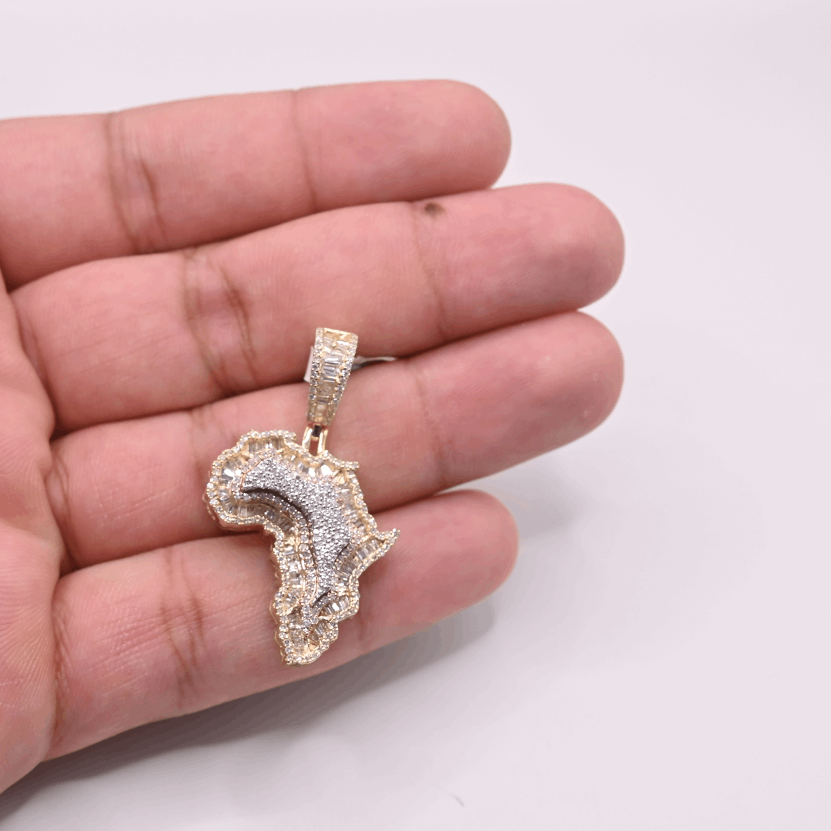 10K Gold Diamond Map Pendant 1.20CT