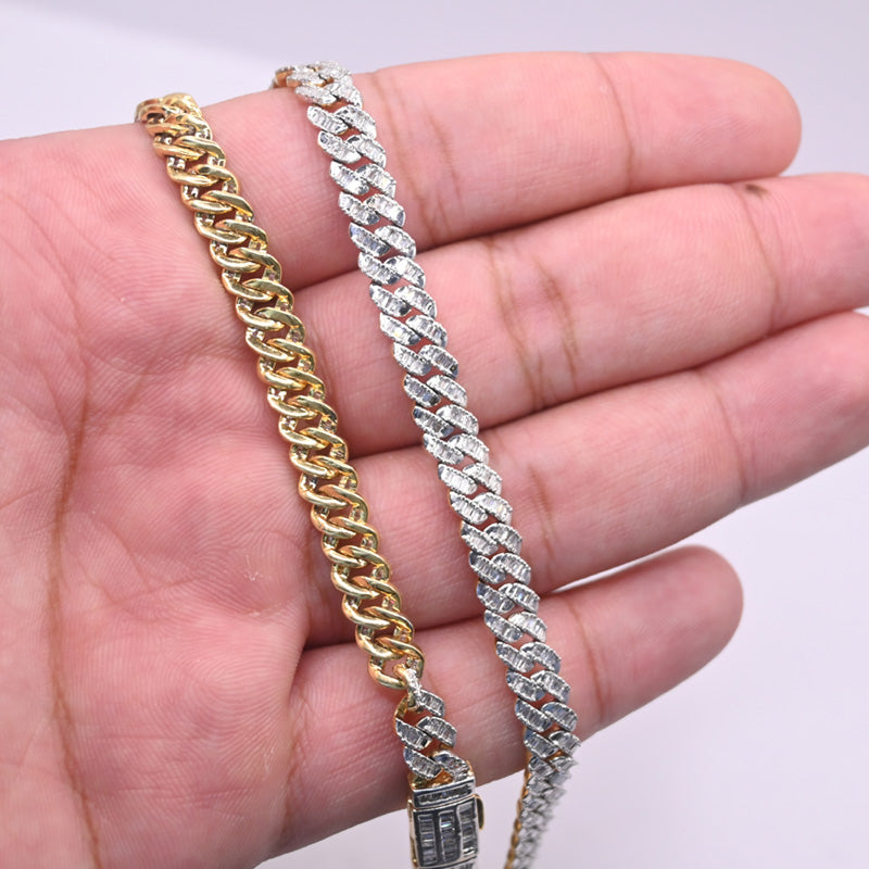 7mm 10K Gold Diamond Cuban Link Chain