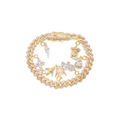 8mm Iced out Multi Charm Gold Diamond Bracelet