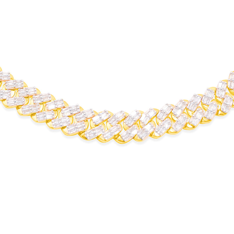7mm 10K Gold Diamond Cuban Link Chain
