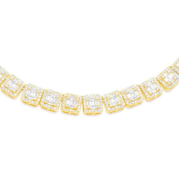 7.5mm 10K Gold Baguette Diamond Chain