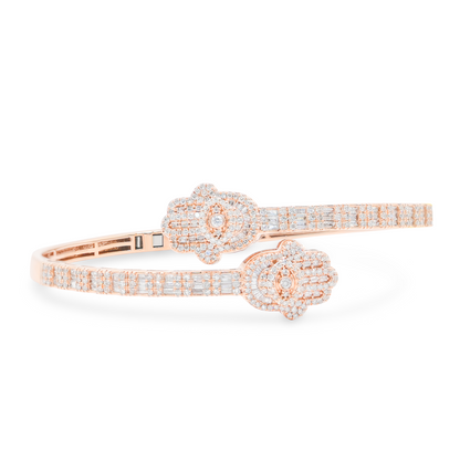 4mm 10K Hamsa Gold Diamond Bangle