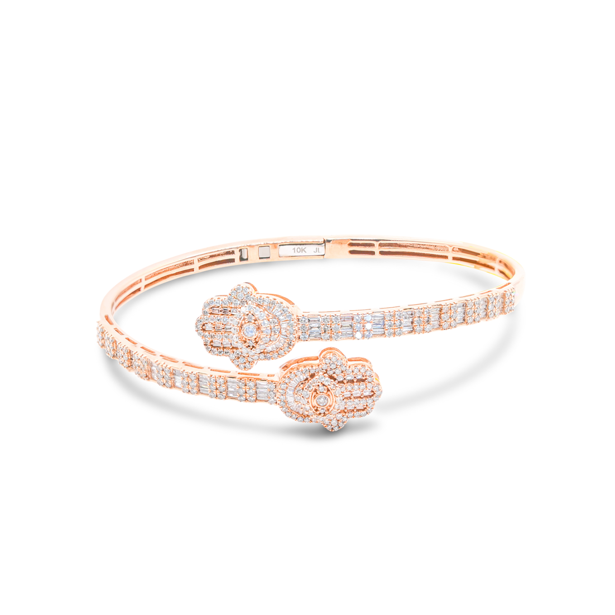 4mm 10K Hamsa Gold Diamond Bangle