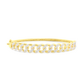 7.5mm 10K Gold Diamond Cuban Bangle
