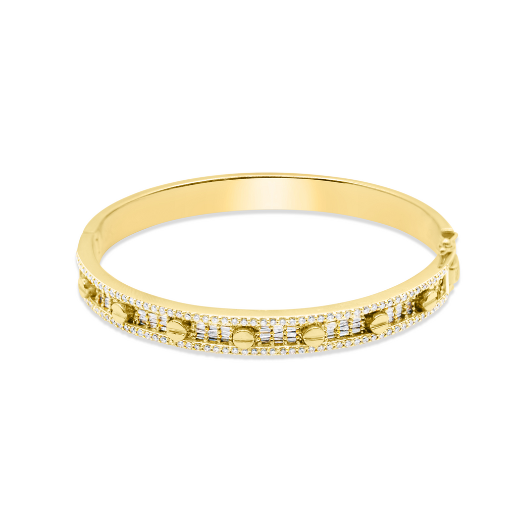 7.5mm 10K Diamond Paved Gold Bangle