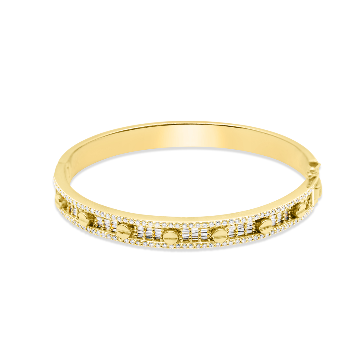 7.5mm 10K Diamond Paved Gold Bangle