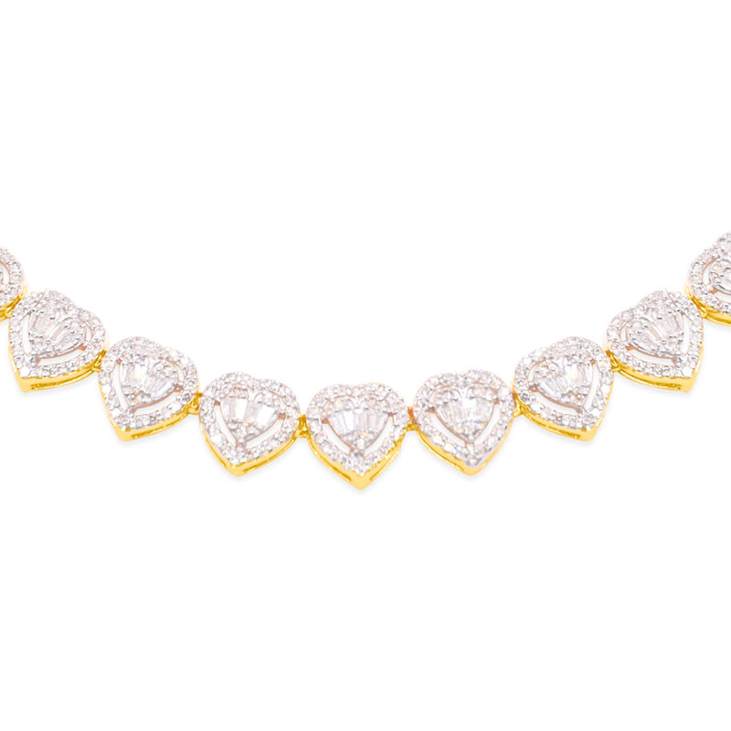 8mm 10K Baguette Gold Diamond Link Necklace