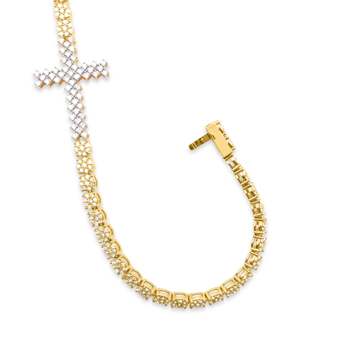 4.5mm 10k Cross Gold Diamond Bracelet