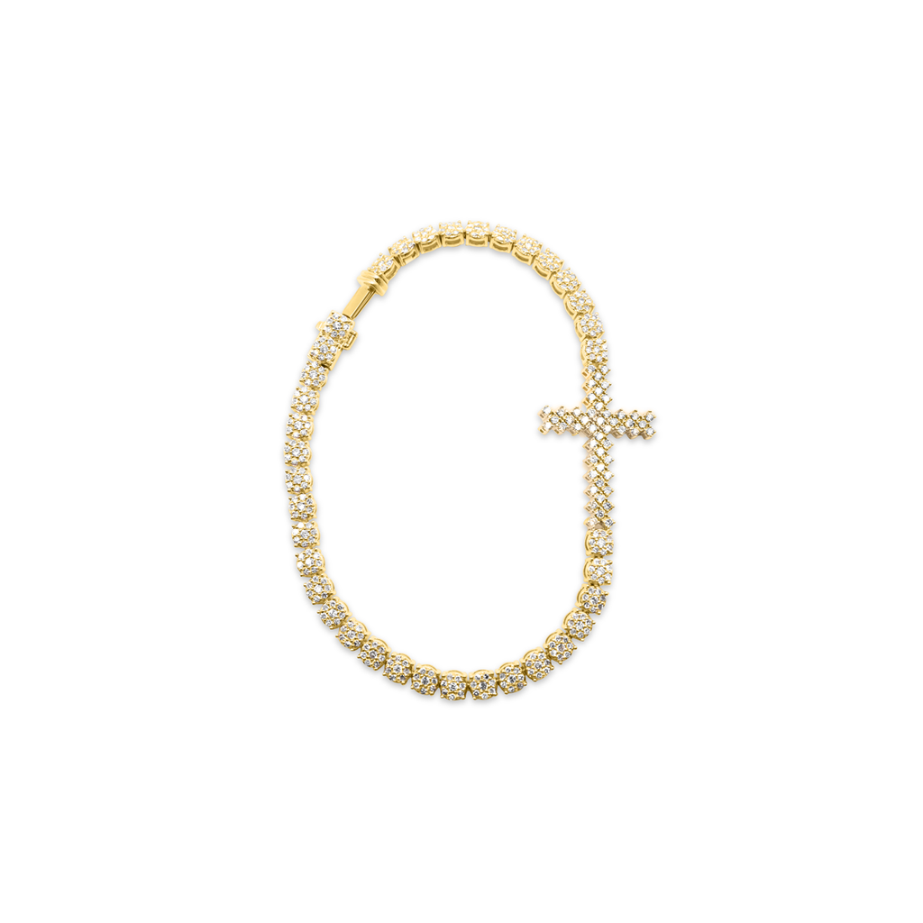 4.5mm 10k Cross Gold Diamond Bracelet