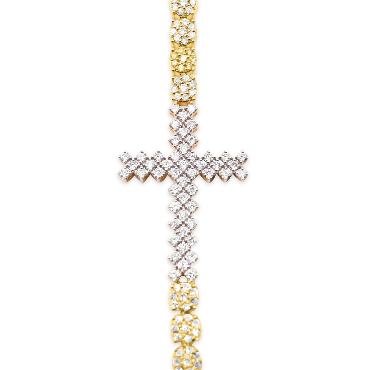 4.5mm 10k Cross Gold Diamond Bracelet