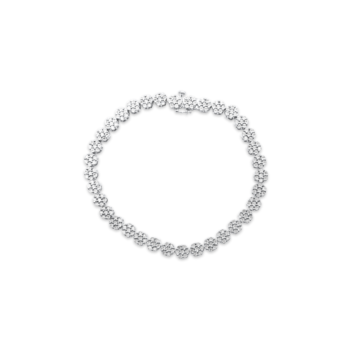 5.5mm 925 Sterling Silver Flower Gold Diamond Bracelet