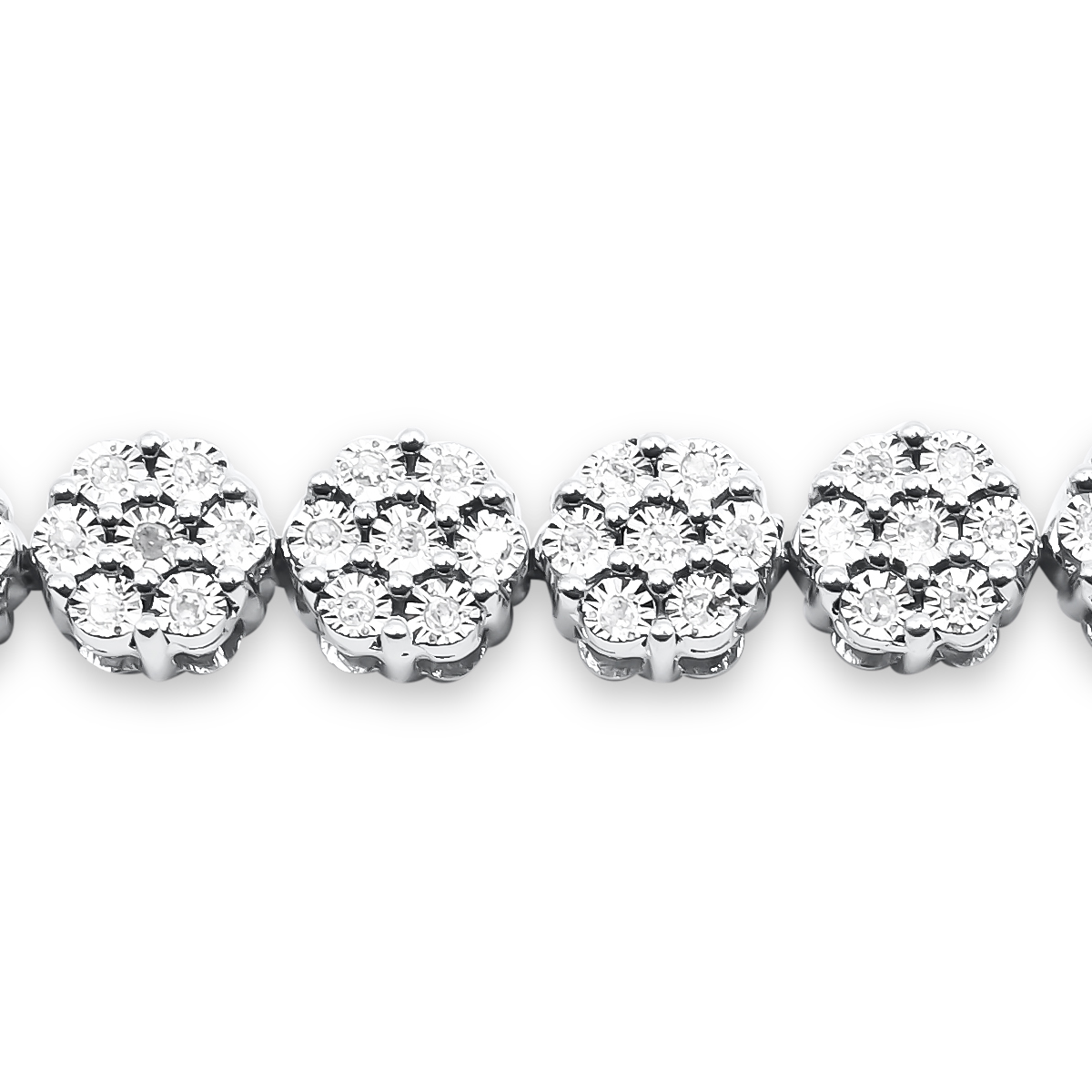 5.5mm 925 Sterling Silver Flower Gold Diamond Bracelet
