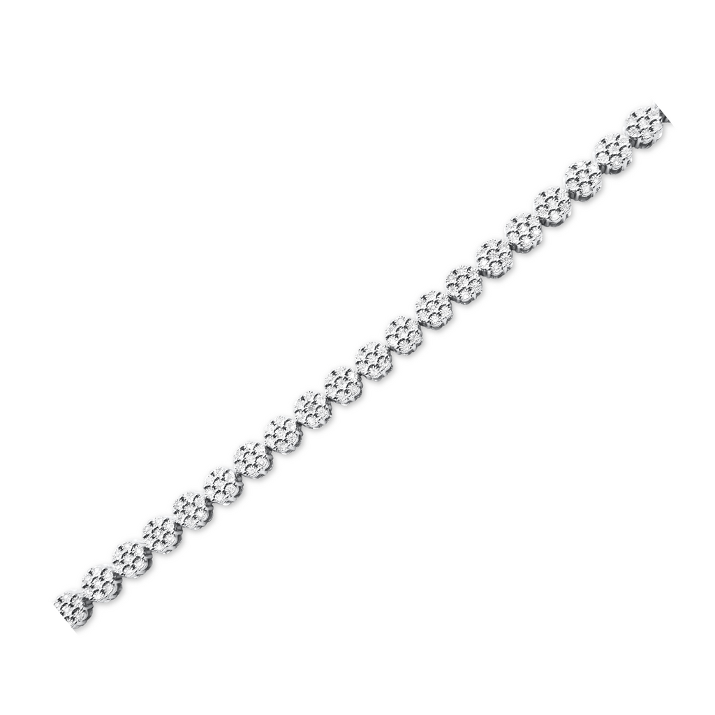 5.5mm 925 Sterling Silver Flower Gold Diamond Bracelet