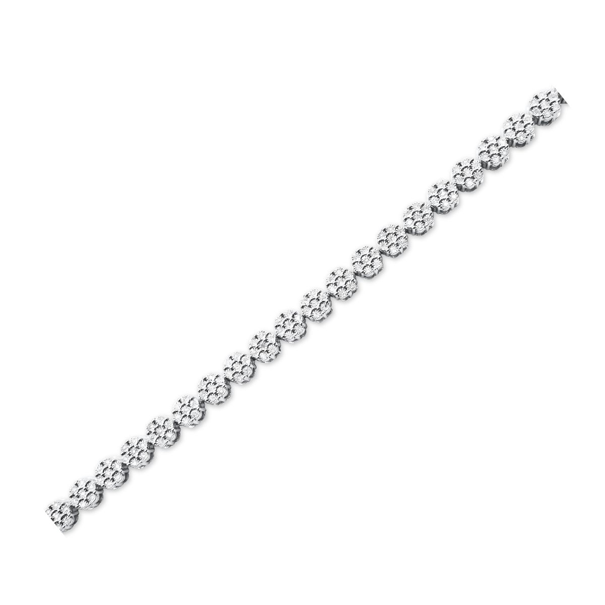5.5mm 925 Sterling Silver Flower Gold Diamond Bracelet