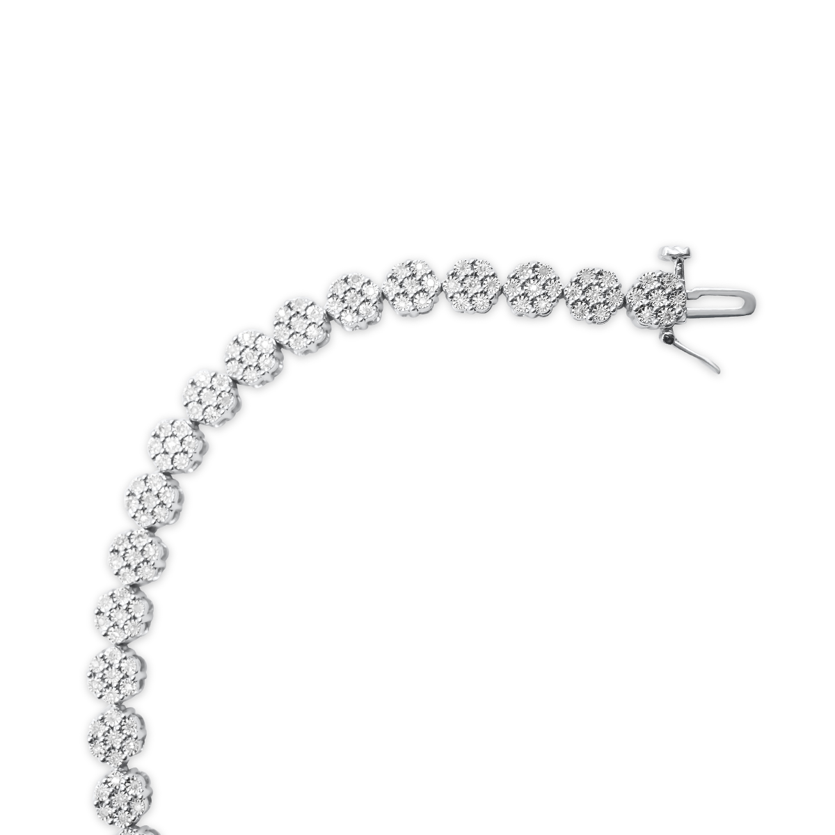 5.5mm 925 Sterling Silver Flower Gold Diamond Bracelet