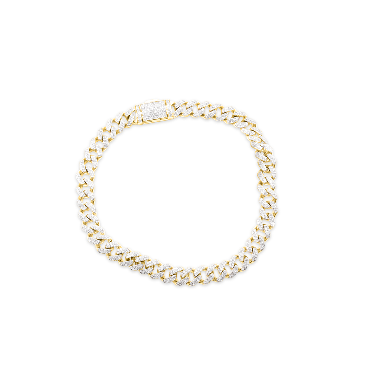 8mm 10K Diamond Mini Cuban Gold Bracelet