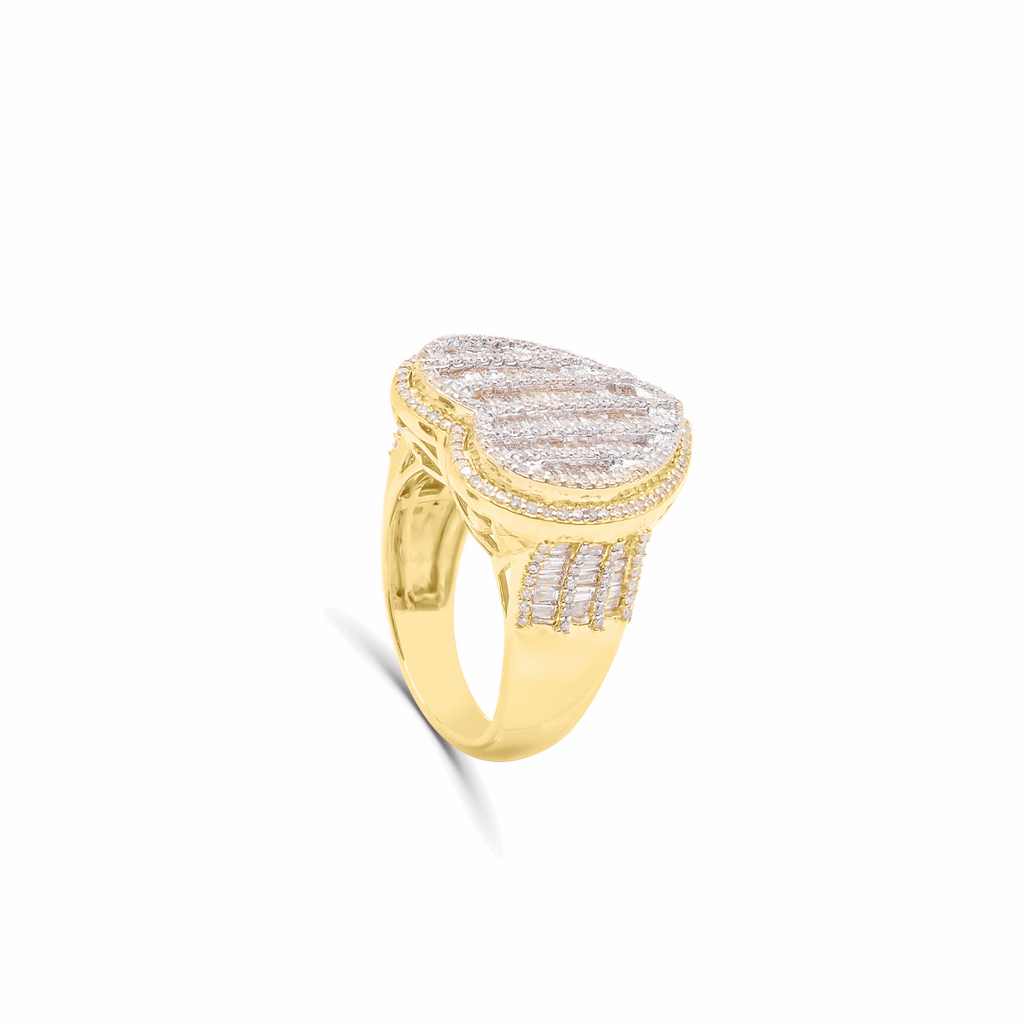 10K Gold Diamond Heart Men's Ring 1.90CT
