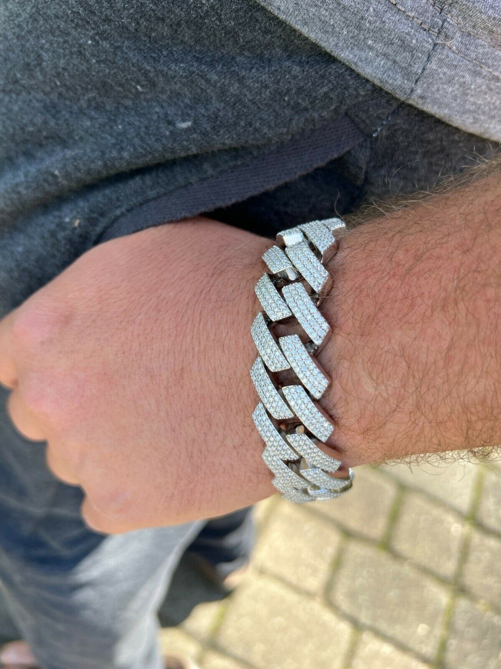 18mm 10K Iced Diamond Cuban Link Bracelet