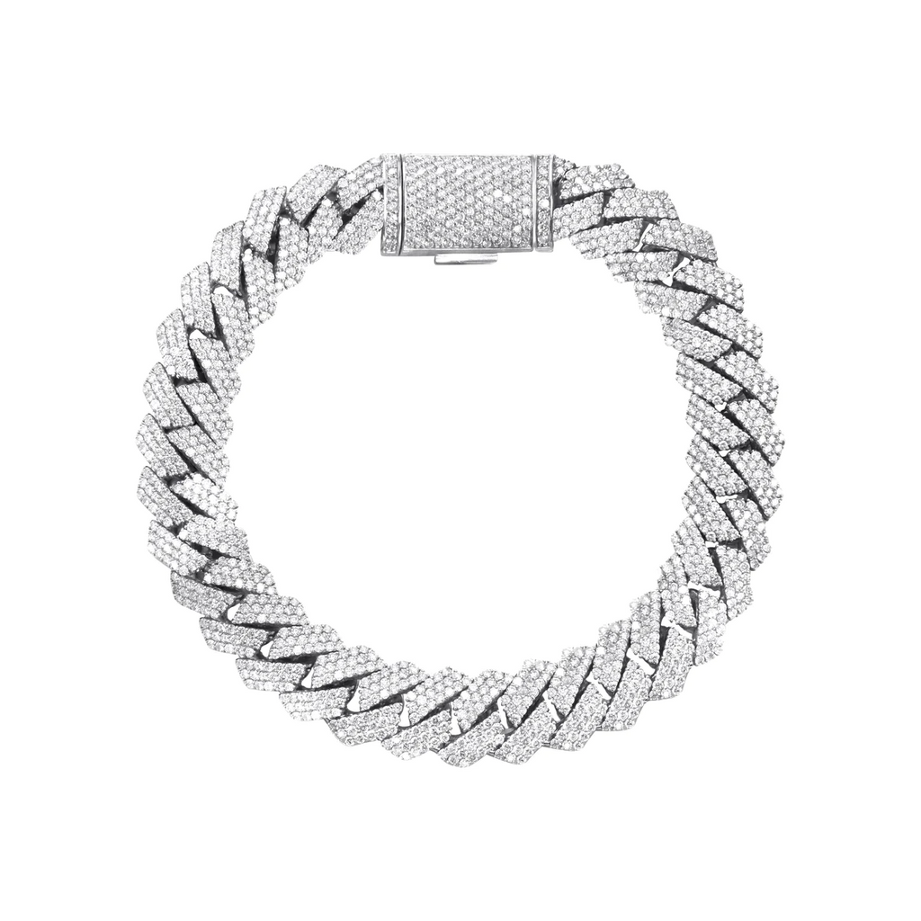 10mm 10K Iced Gold Cuban Prong Bracelet