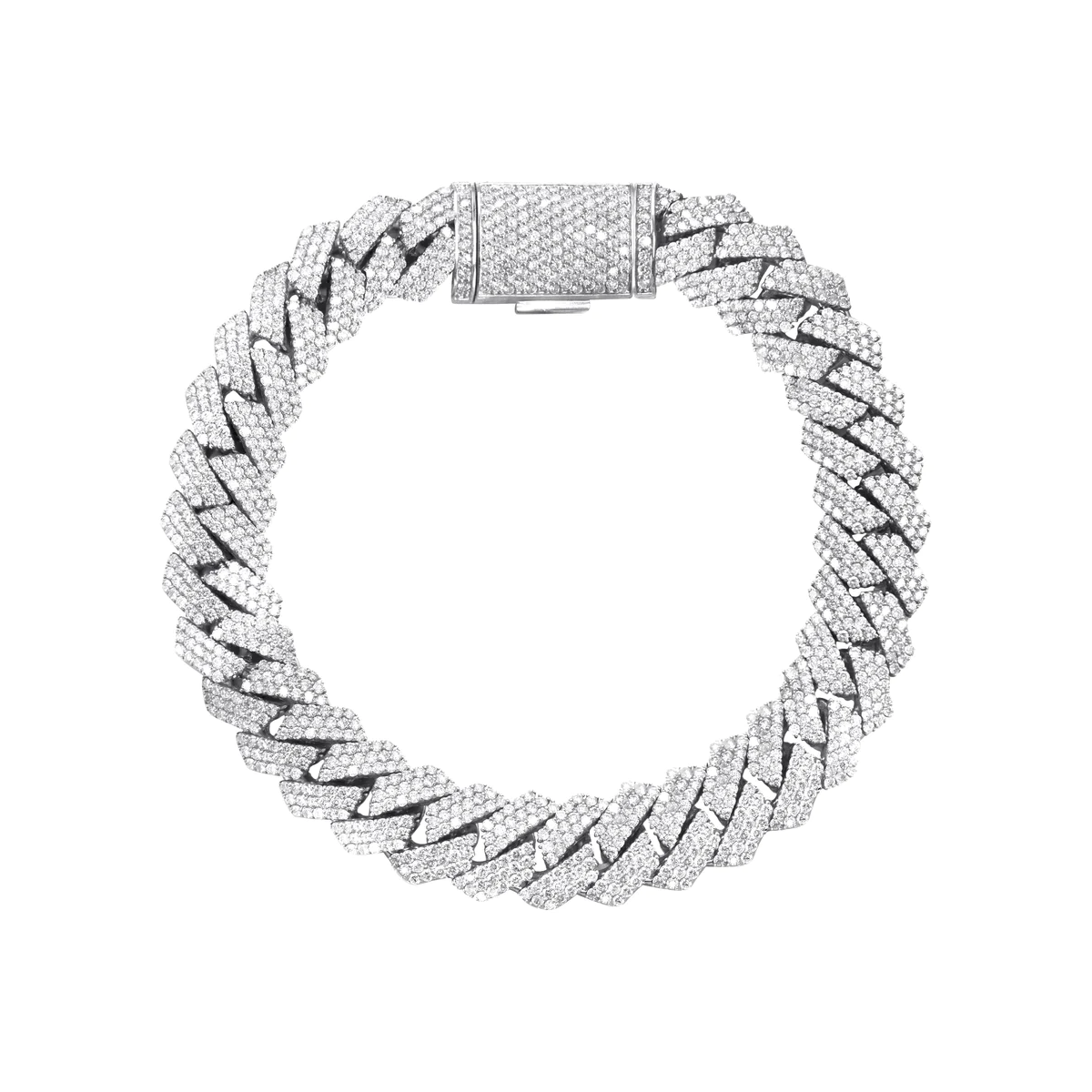 10mm 10K Iced Gold Cuban Prong Bracelet