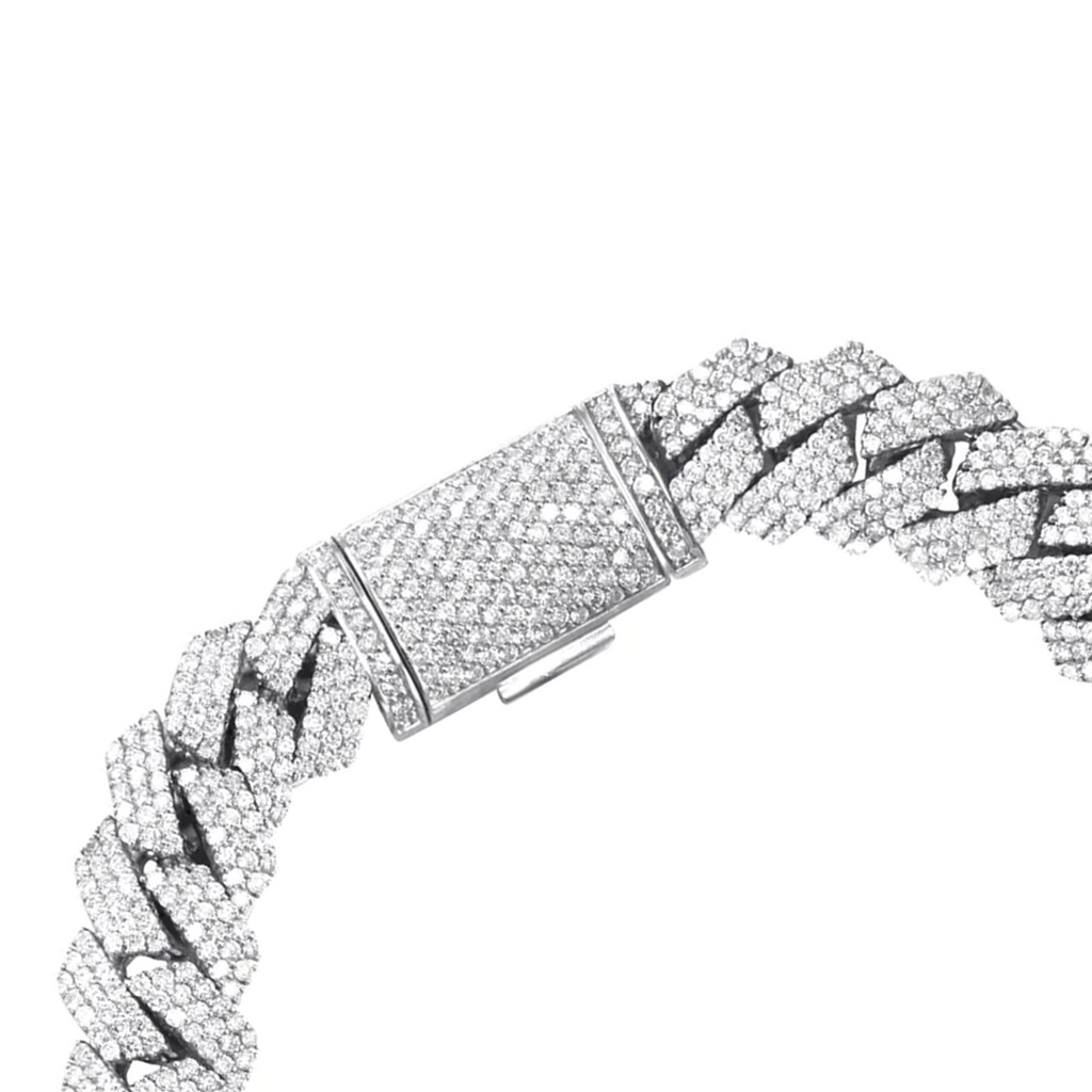 10mm 10K Iced Gold Cuban Prong Bracelet
