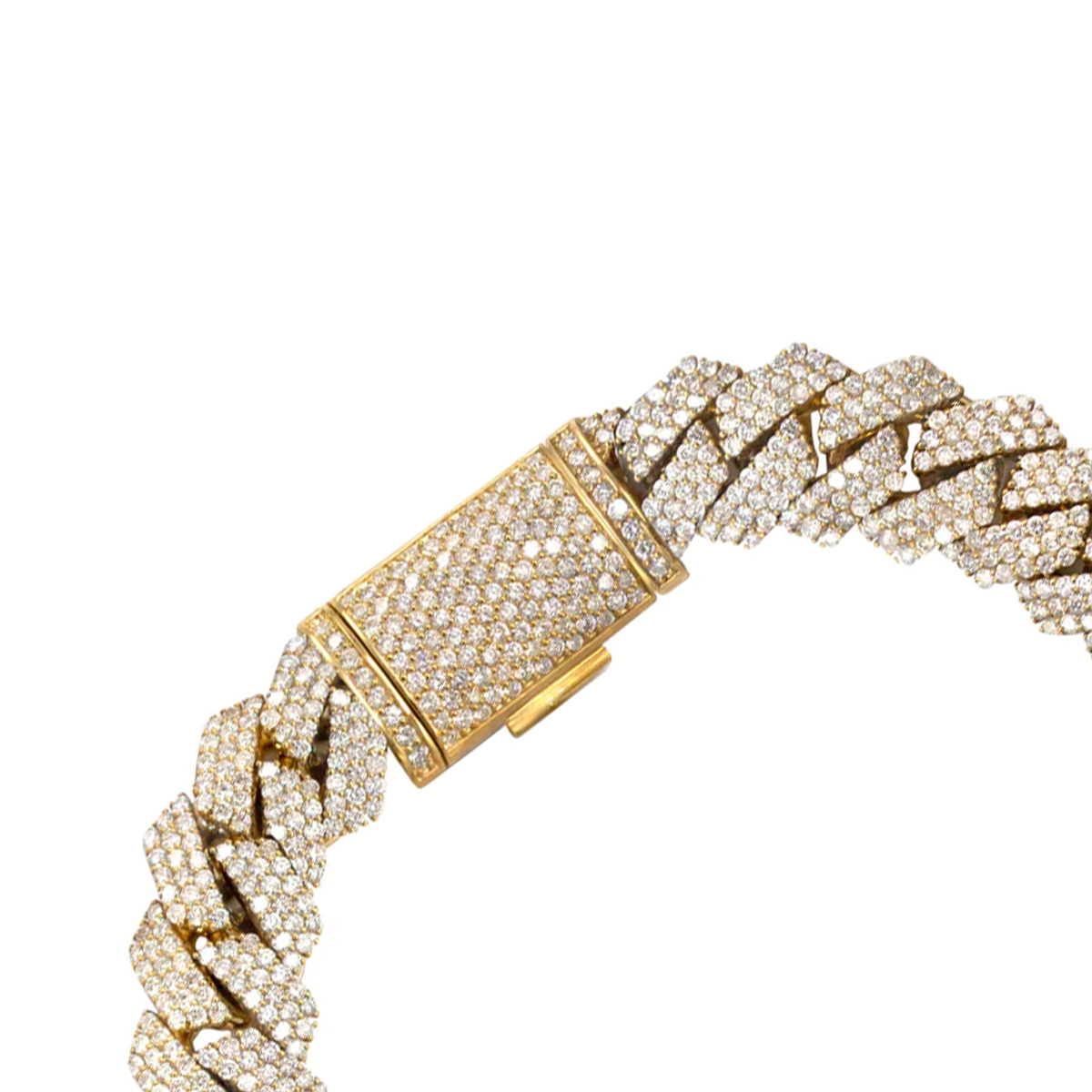 10mm 10K Iced Gold Cuban Prong Bracelet