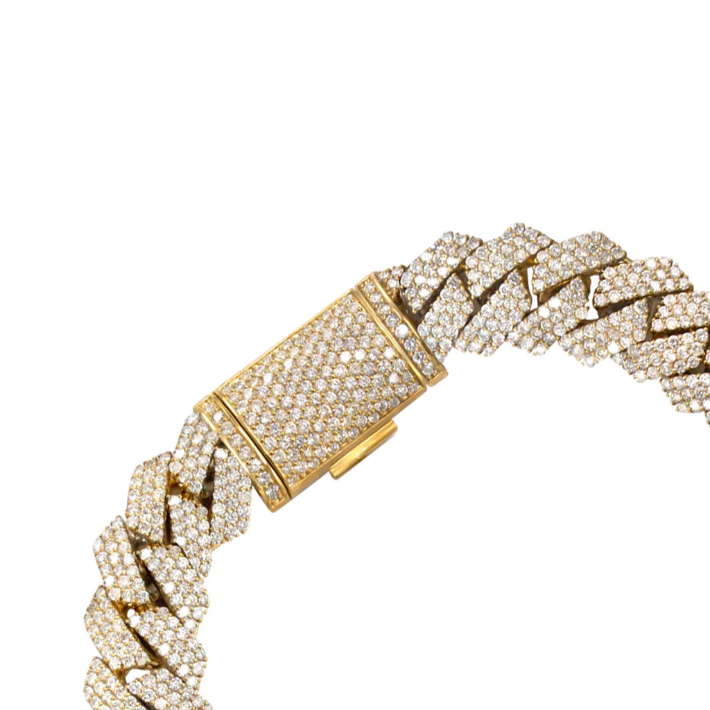 10mm 10K Iced Gold Cuban Prong Bracelet