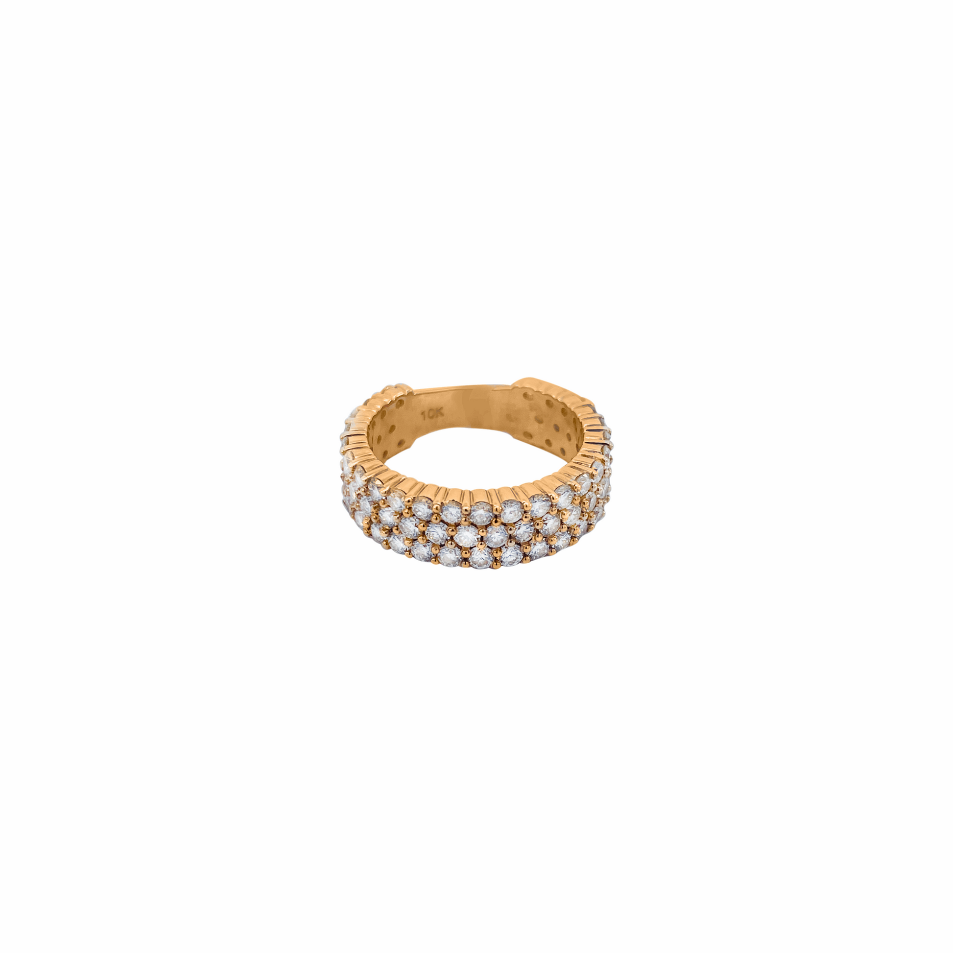 10K Gold Diamond 3 Row Men's Ring