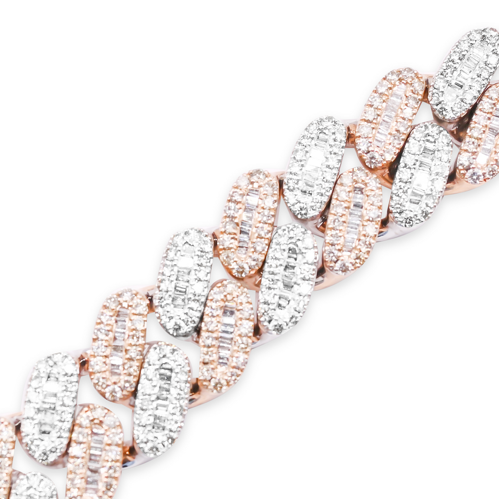 14mm 10K 2 Tone Iced Out Diamond Bracelet