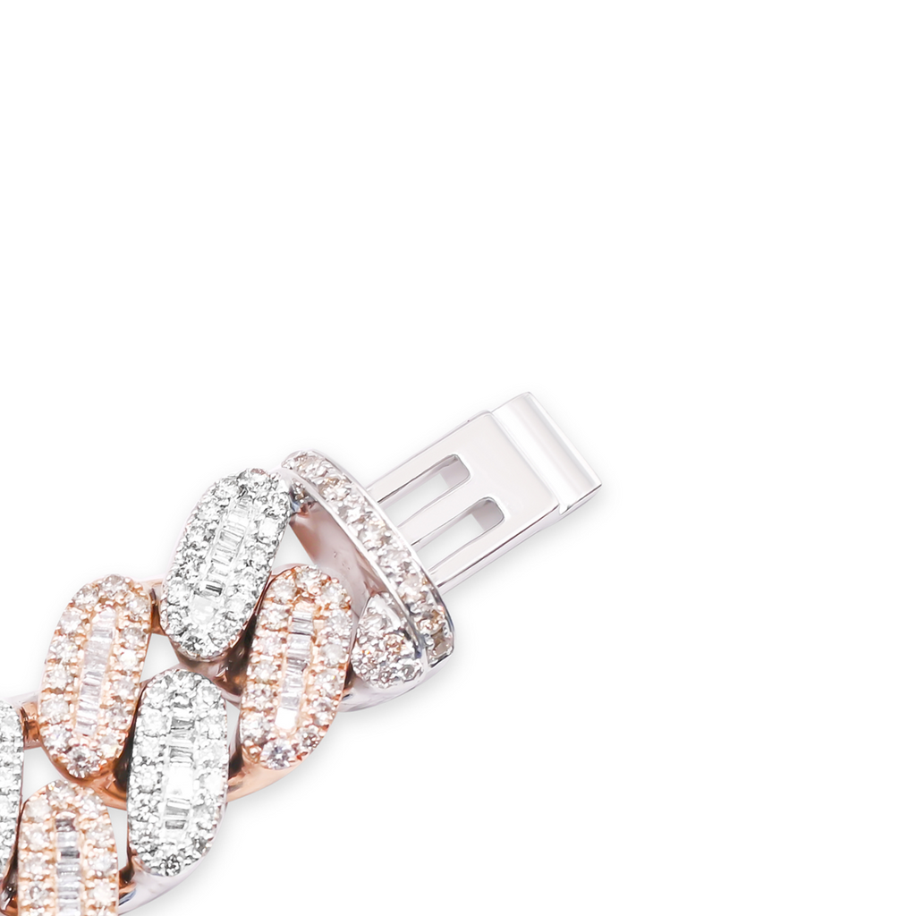 14mm 10K 2 Tone Iced Out Diamond Bracelet