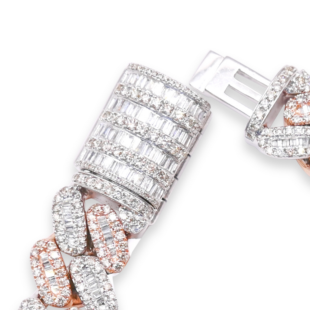 14mm 10K 2 Tone Iced Out Diamond Bracelet