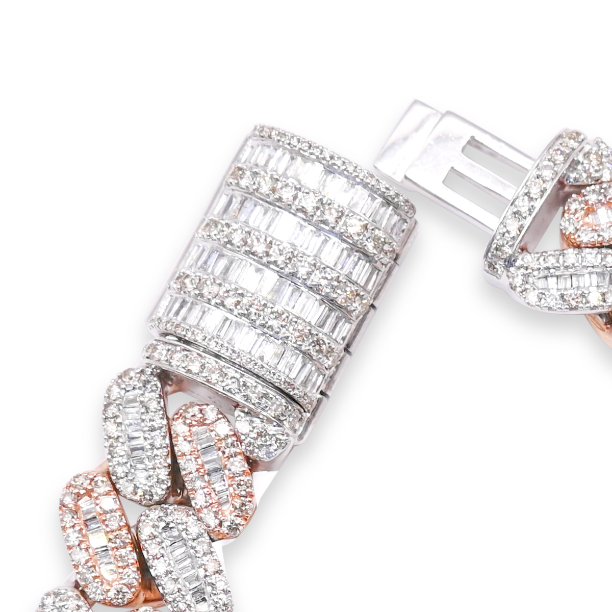 14mm 10K 2 Tone Iced Out Diamond Bracelet