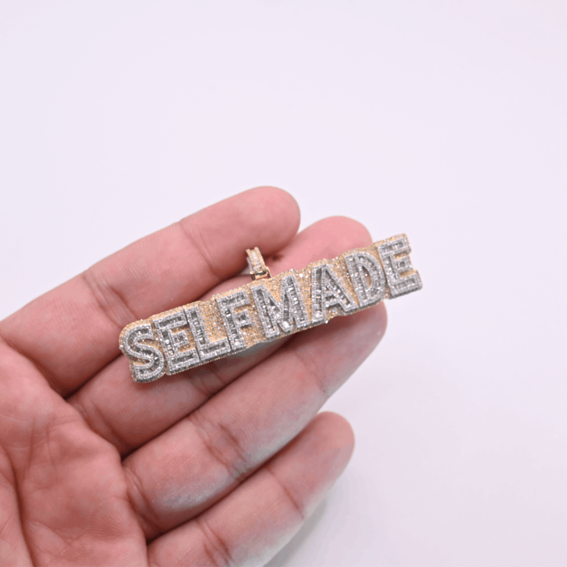 10K Yellow Gold Diamond Selfmade Pendant For Men