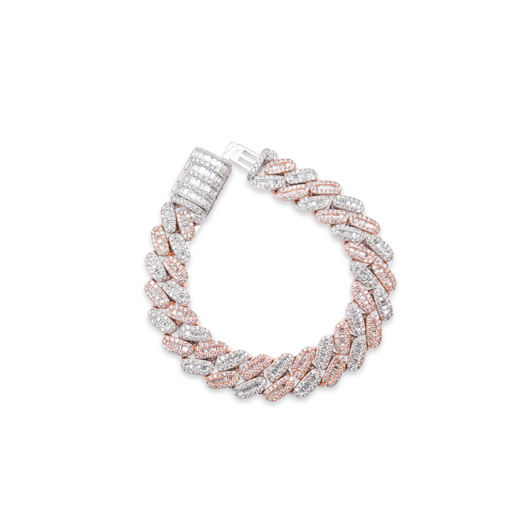 14mm 10K 2 Tone Iced Out Diamond Bracelet
