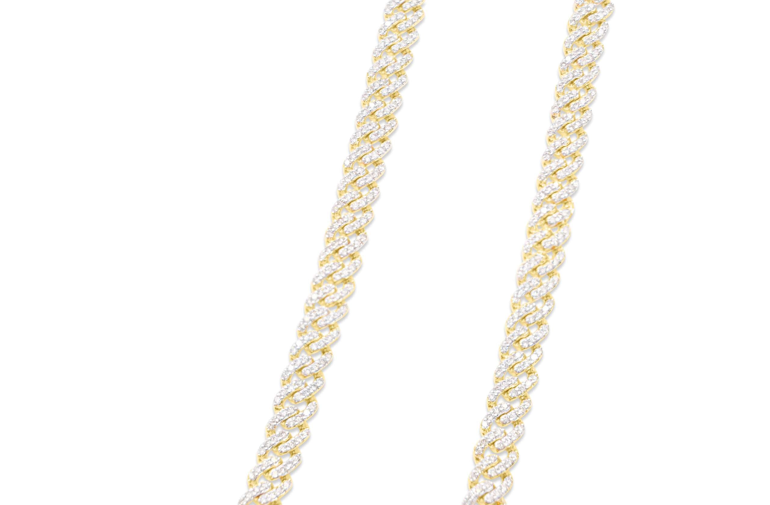6mm 10K Iced Out Gold Diamond Chain