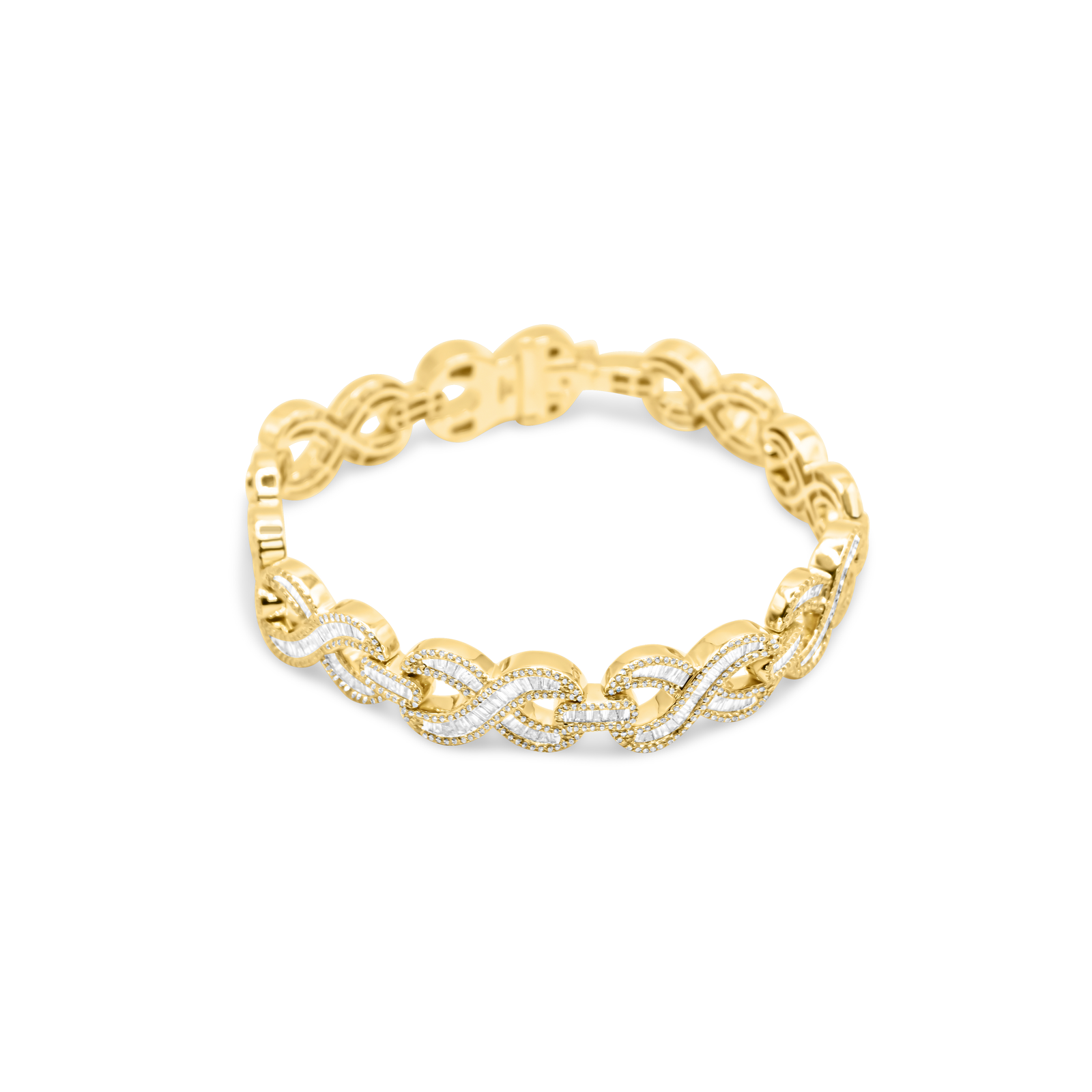 13mm 10K Infinity Gold Diamond Bracelet